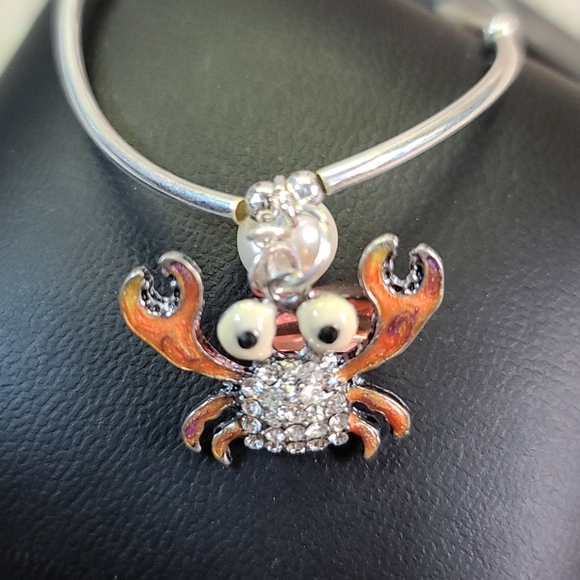 🦀 Crab Bracelet silver tone/Coral &pearl - Picture 3 of 8